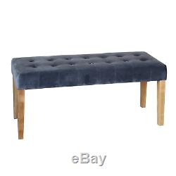 Kaylee Grey Velvet Dining Bench with Oak Legs KLE010