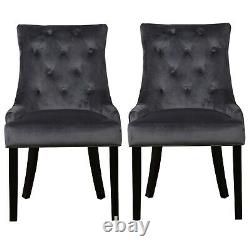 Kaylee Grey Velvet Dining Chairs with Black Legs Set of 2 KLE003