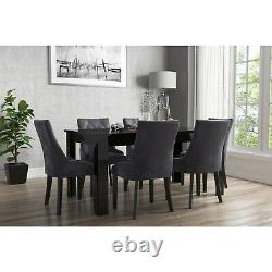 Kaylee Grey Velvet Dining Chairs with Black Legs Set of 2 KLE003
