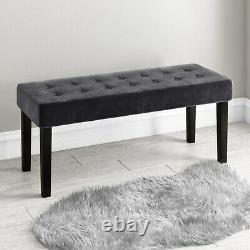 Kaylee Grey Velvet Hallway Bench with Black Legs