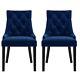 Kaylee Navy Blue Velvet Dining Chairs With Black Legs Set Of 2 Kle003n