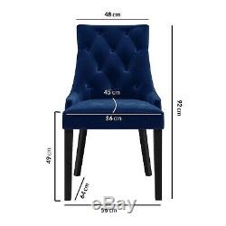Kaylee Navy Blue Velvet Dining Chairs with Black Legs Set of 2 KLE003N