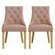 Kaylee Pink Velvet Dining Chairs With Oak Legs- Set Of 2 Kle007
