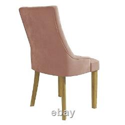 Kaylee Pink Velvet Dining Chairs with Oak Legs- Set of 2 KLE007