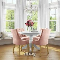 Kaylee Pink Velvet Dining Chairs with Oak Legs- Set of 2 KLE007