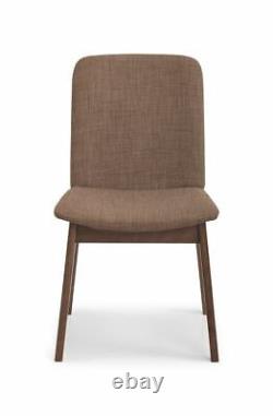 Kensington Dining Chair x2 in Brown Fabric and Walnut Finish Priced per Pair