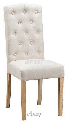 Kettle Interiors 2 x Beige Button Back Upholstered Dining Chairs RRP £198