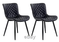 Kidol & Shellder Black Dining Chairs Set of 2 PU Leather Soft Padded BNIB