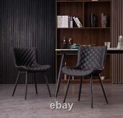 Kidol & Shellder Black Dining Chairs Set of 2 PU Leather Soft Padded BNIB