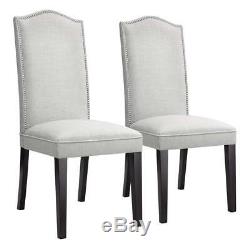LANGRIA Modern Dining Chairs Faux Linen Upholstered Dining Room Set High Back