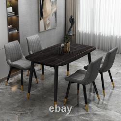 LEON Luxury Dining Chairs Soft Padded Seat with Black Metal Legs Black/Grey
