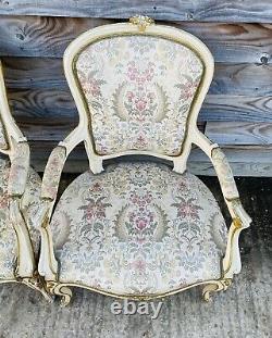 LOVELY PAIR OF ANTIQUE 19th CENTURY FRENCH UPHOLSTERED SALON CHAIRS, C1900