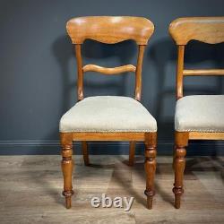 Large Harlequin Set Of Twelve Antique Satinbirch Dining Chairs Newly Upholstered