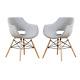 Light Grey Fabric Dining Chairs Upholstered Seat Wood Legs Dining Room Kitchen