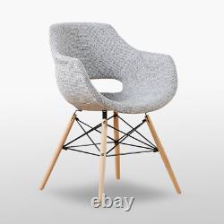 Light Grey Fabric Dining Chairs Upholstered Seat wood Legs Dining Room Kitchen