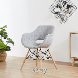 Light Grey Fabric Dining Chairs Upholstered Seat wood Legs Dining Room Kitchen