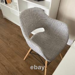 Light Grey Fabric Dining Chairs Upholstered Seat wood Legs Dining Room Kitchen