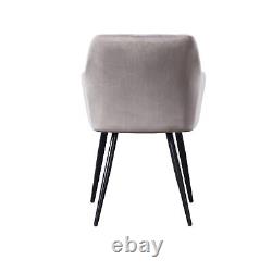 Light Grey Single Set of 2/4/6 Velvet Upholstered Dining Chairs Padded Seat