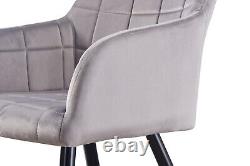 Light Grey Single Set of 2/4/6 Velvet Upholstered Dining Chairs Padded Seat