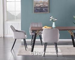 Light Grey Single Set of 2/4/6 Velvet Upholstered Dining Chairs Padded Seat