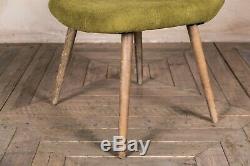 Lime Green Linen Upholstered Scandinavian Style Dining Chair Fabric Covered