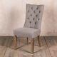 Linen Dining Chair French Inspired Side Chair Upholstered Chair Button Back