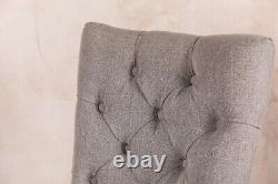 Linen Dining Chair French Inspired Side Chair Upholstered Chair Button Back