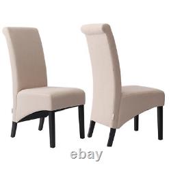 Linen Fabric Scroll High Back Kitchen Dining Room Chairs Upholstered Furnitures