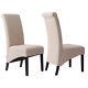 Linen Fabric Scroll High Back Kitchen Dining Room Chairs Upholstered Furnitures