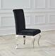 Louis Black Velvet High Seat Dining Chairs With Stainless Steel Chrome Legs Chic