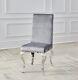 Louis Dining Chair Grey Velvet Chrome High Back Kitchen Chairs Modern Upholster