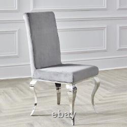 Louis Dining Chair Grey Velvet Chrome High Back Kitchen Chairs Modern Upholster