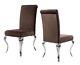 Louis Dining Chair Upholstered Mink Brown Padded Seat Fabric Chairs Metal Legs