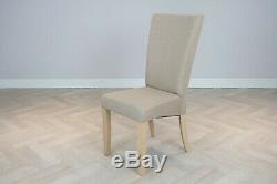 Luv Chairs' Set of 6 x High Back Natural Cream Fabric Upholstered Dining Chairs
