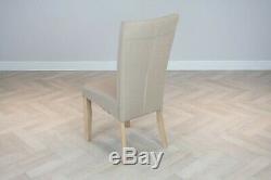 Luv Chairs' Set of 6 x High Back Natural Cream Fabric Upholstered Dining Chairs