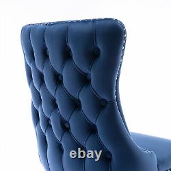 Lux Grey/Beige/Blue Velvet Kitchen Dining Chairs Set 2 4 6 Bedroom Office Chair