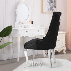 Luxury Black Crushed Velvet Lion Knocker Back Dining Chair Chrome Metal Legs