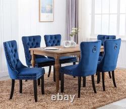 Luxury Blue Cream Grey Velvet Dining Chairs Set 2 4 6 Knocker Back Kitchen Chair