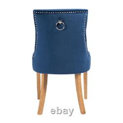 Luxury Blue Velvet Scoop Back Dining Chair Natural Oak Legs Upholstered D108