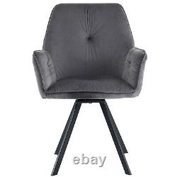 Luxury Dining Chairs Velvet Swivel Chair with Metal Legs Home Kitchen Chair Gray