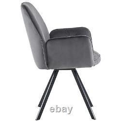 Luxury Dining Chairs Velvet Swivel Chair with Metal Legs Home Kitchen Chair Gray