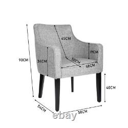 Luxury Fabric Upholstered Accent Tub Dining Chairs Backrest Cafe Armchair Lounge