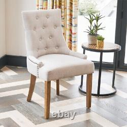 Luxury Natural Fabric Scoop Back Dining Chair Limed Oak Legs Upholstered D-101
