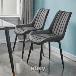 Luxury Pair of 2 Home Office Chairs Grey Dining Kitchen Chairs Upholstered Chair