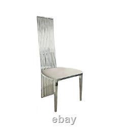 Luxury Upholster Chrome Back Dining /Kitchen Chairs Cream Oyster Velvet Seat Pad