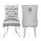Luxury Velvet Lion Head Knocker Buttoned High Back Dining Chairs With Metal Legs