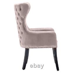 Luxury upholstered Buttoned Back Velvet Dining Accent Chairs With Wood Legs