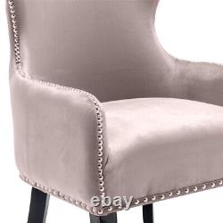 Luxury upholstered Buttoned Back Velvet Dining Accent Chairs With Wood Legs