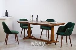 MADE Lule Dining Chairs in Pine Green and Walnut Comfortable Design Pack of 2