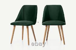 MADE Lule Dining Chairs in Pine Green and Walnut Comfortable Design Pack of 2